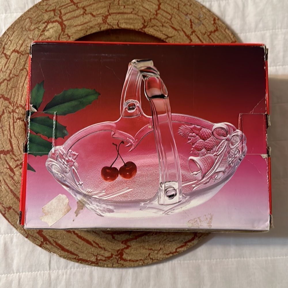 Mikasa Holiday Bells Handled Crystal Basket